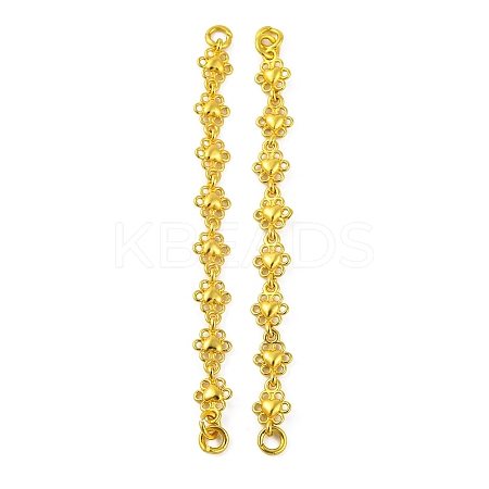 Brass Heart Flower Links Connector Charms KK-G502-14G-1