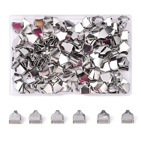 Unicraftale 200Pcs 304 Stainless Steel Folding Crimp Ends STAS-UN0037-49-1