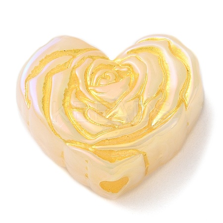 Metal Enlaced Heart Rose Opaque Acrylic Bead LS-OACR-Q190-01A-1