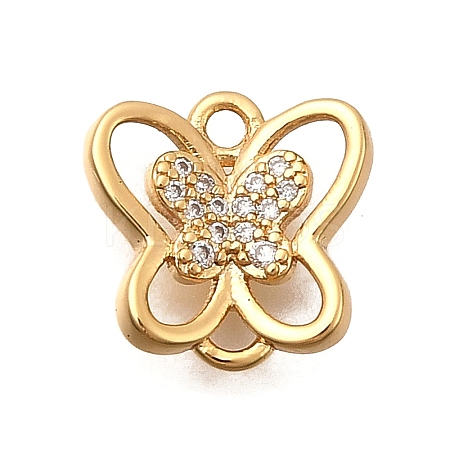 Brass Micro Pave Cubic Zirconia Butterfly Connector Charms KK-B152-23G-1