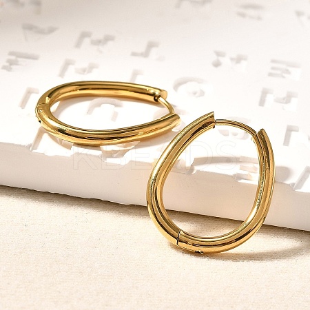 Ion Plating(IP) Stainless Steel Hoop Earrings LS-EJEW-P232-02G-1