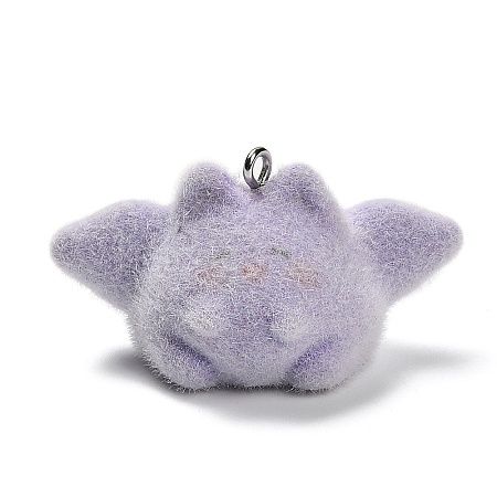 Halloween Flocky Opaque Resin Pendants RESI-G112-01B-1