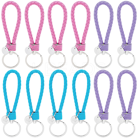12Pcs 3 Colors PU Leather Knitting Keychains KEYC-CL0001-20B-1