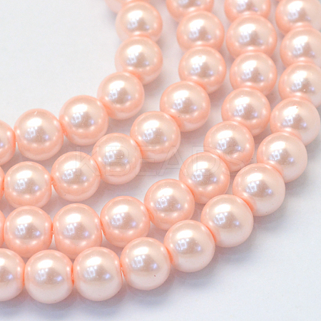 Baking Paint Pearlized Glass Pearl Round Bead Strands X-HY-Q330-8mm-05-1