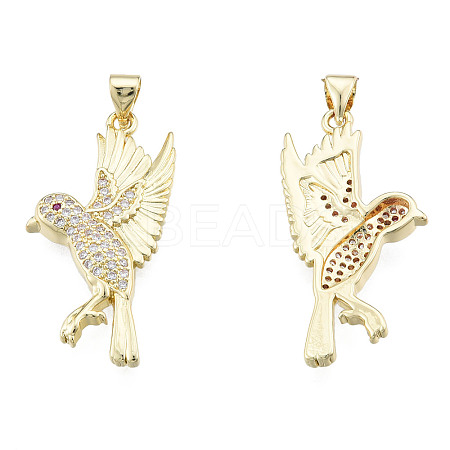 Brass Micro Pave Clear Cubic Zirconia Pendants ZIRC-N039-254-1