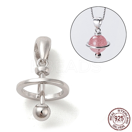 Anti-Tarnish Rhodium Plated 925 Sterling Silver Locket Style Planet Pinch Bails LS-STER-NH0001-55A-P-1
