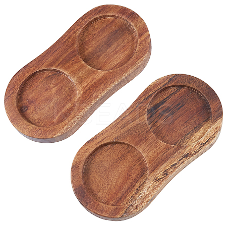 2Pcs 2-Slot Wooden Salt and Pepper Mill Tray DJEW-GF0001-66-1