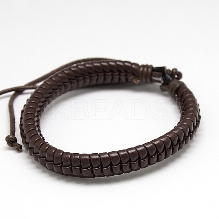Trendy Unisex Casual Style Leather Wrapped PU Leather Bracelets BJEW-L308-15-1