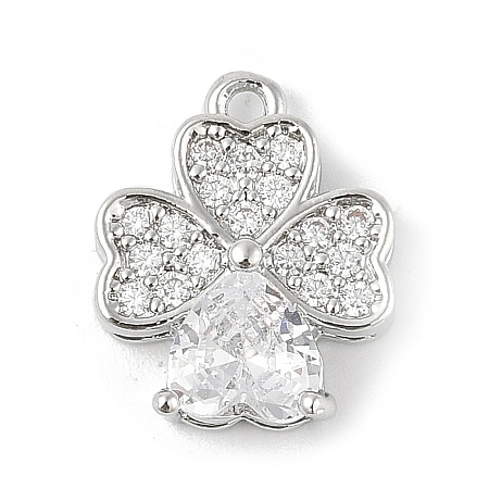 Brass Micro Pave Clear Cubic Zirconia Charms KK-R219-30P-1