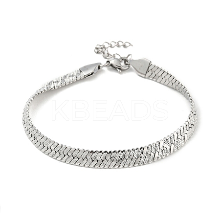 Non-Tarnish 304 Stainless Steel Herringbone Chain Bracelet BJEW-D028-02C-03P-1