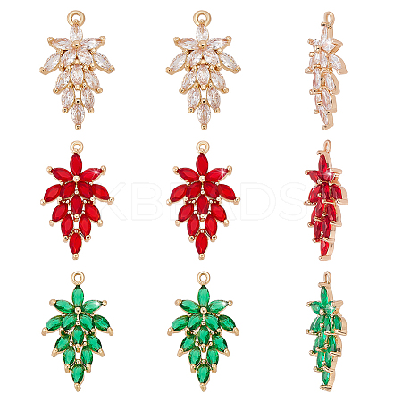 6Pcs 3 Colors Glass Pendants GLAA-AR0001-83-1