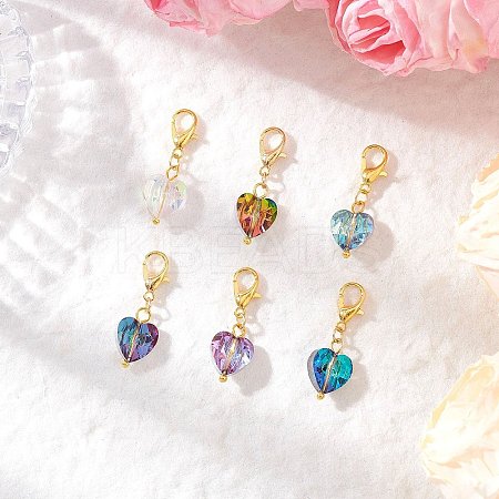 Heart Glass Pendant Decorations HJEW-JM03771-02-1