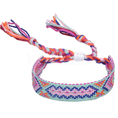 Polyester-cotton Braided Rhombus Pattern Cord Bracelet FIND-PW0013-001A-30-1