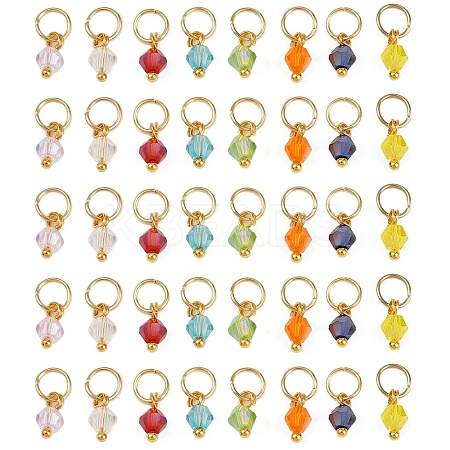 40Pcs 8 Colors Glass Charms PALLOY-JF04213-01-1