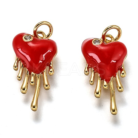 Brass Micro Pave Clear Cubic Zirconia Pendants ZIRC-B0003-20G-1