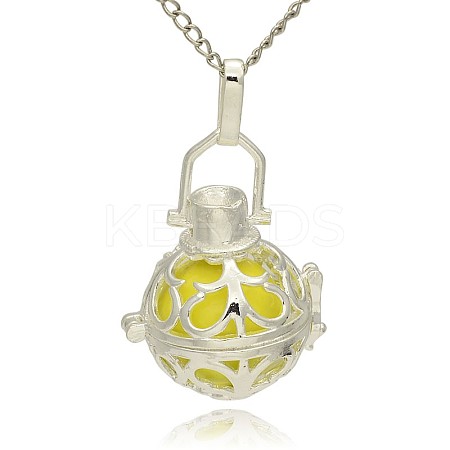 Silver Color Plated Brass Hollow Round Cage Pendants LS-KK-J235-10S-1