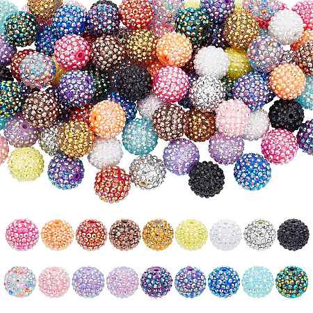 85pcs 17 style Resin Rhinestone Beads with Acrylic Round Beads Inside RESI-PH0002-11-1