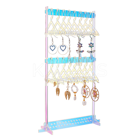 1 Set 3-Tier Coat Hanger Acrylic Earring Display Holder AJEW-OC0005-21-1