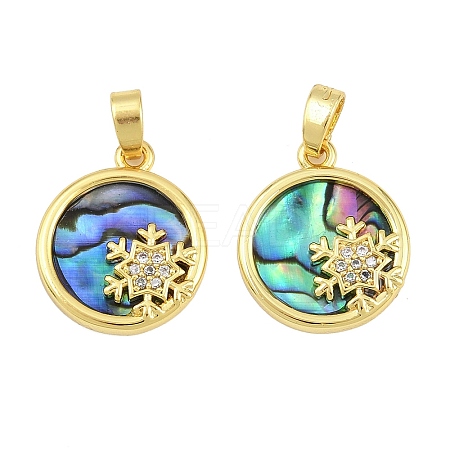 Natural Paua Shell Pendants KK-D005-05G-1