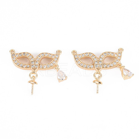 Brass Micro Pave Clear Cubic Zirconia Peg Bails Links Connectors KK-T062-154G-NF-1