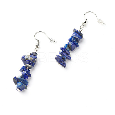 Natural Lapis Lazuli Chip Beads Dangle Earrings EJEW-JE04649-12-1