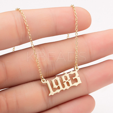 1983 Birth Year Number 201 Stainless Steel Pendant Cable Chain Necklaces FS-WGB5F08-74-1