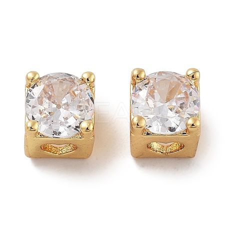 Rack Plating Brass Micro Pave Cubic Zirconia Beads KK-Z071-39G-1
