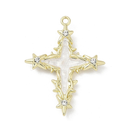 Rack Plating Alloy Enamel Rhinestone Pendants PALLOY-R151-37G-1
