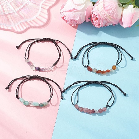 Natural Gemstone Chip Beads Link Bracelets BJEW-JB13310-1