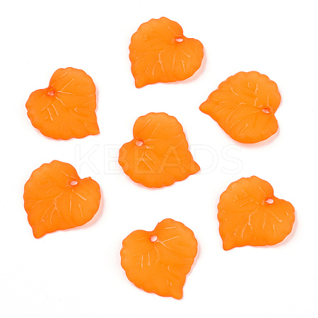 Transparent Frosted Acrylic Leaf Charms FACR-ZX003-01G-1