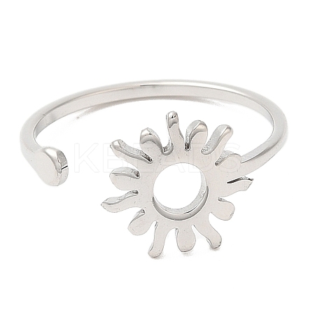 Non-Tarnish 304 Stainless Steel Sun Open Cuff Ring for Women RJEW-M149-05P-1