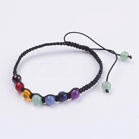 Natural Gemstone Beads Braided Bracelets BJEW-JB02949-1