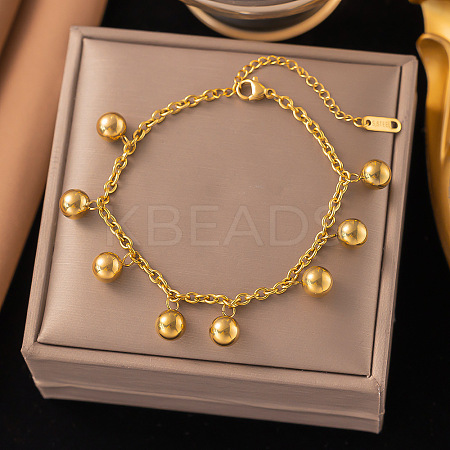 304 Stainless Steel Charm Bracelets BJEW-C110-04G-1