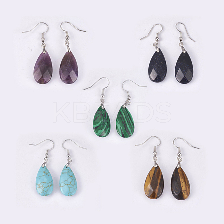 Natural & Synthetic Mixed Stone Dangle Earrings EJEW-P150-A-1