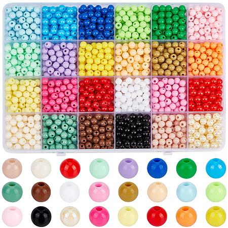 1560Pcs 24 Colors Opaque Acrylic Beads MACR-PA0001-62B-1