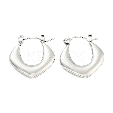 Non-Tarnish Chunky Rhombus 304 Stainless Steel Hoop Earrings for Women EJEW-C067-03P-1