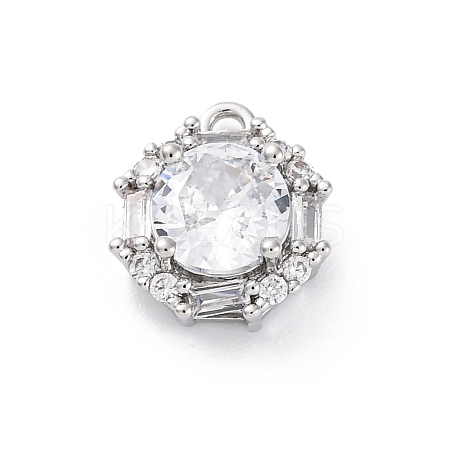 Brass Micro Pave Clear Cubic Zirconia Pendants KK-Z084-09P-03-1