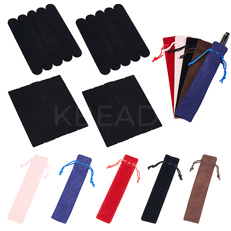 40Pcs Rectangle & Oval Velvet Pen Drawstring Bag AJEW-PH0003-26-1
