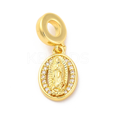 Brass Clear Cubic Zirconia European Dangle Pendants KK-D325-28G-05-1