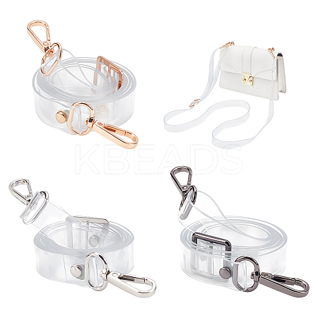 WADORN 3Pcs 3 Colors Adjustable Transparent PVC Bag Straps FIND-WR0010-03-1