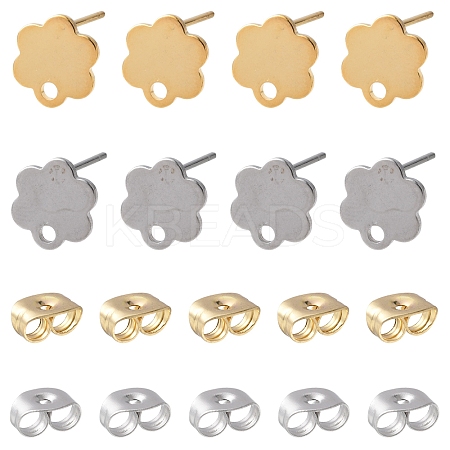 16Pcs 2 Colors 201 Stainless Steel Stud Earring Findings with Hole EJEW-FS0001-20-1