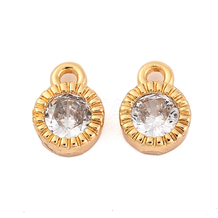 Brass Micro Pave Clear Cubic Zirconia Charms KK-Z066-03G-1