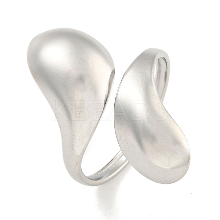 Non-Tarnish Teardrop 304 Stainless Steel Open Cuff Finger Rings for Women RJEW-P114-03P-1
