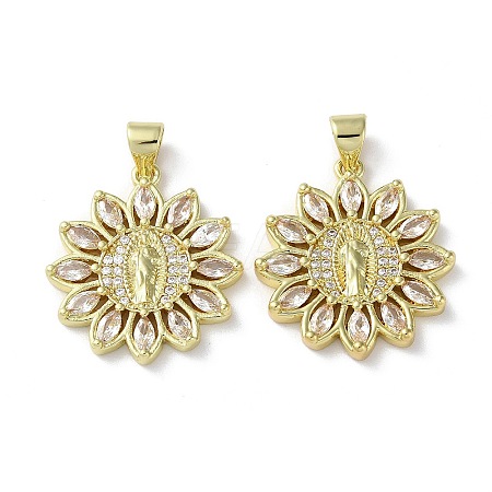 Rack Plating Brass Cubic Zirconia Pendants KK-M272-02G-1