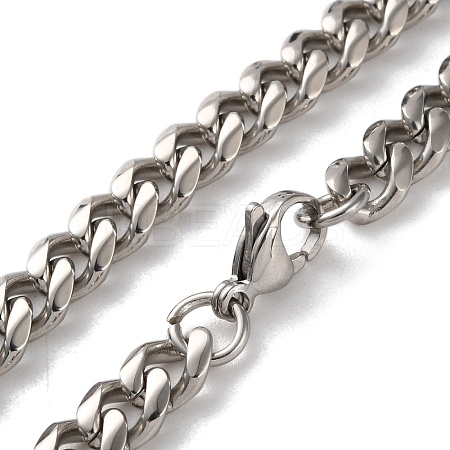 304 Stainless Steel Cuban Link Chain Necklaces for Men NJEW-B117-01H-P-1