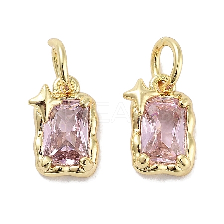 Brass Micro Pave Cubic Zirconia Charms KK-C051-10G-03-1