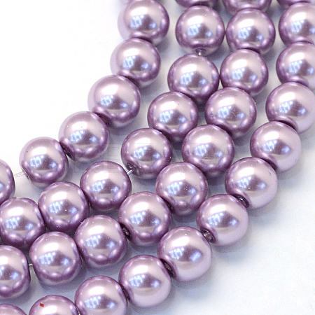 Baking Painted Pearlized Glass Pearl Round Bead Strands X-HY-Q003-4mm-44-1