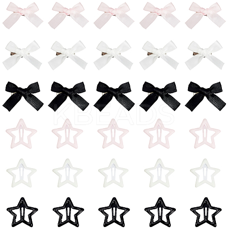 30Pcs 3 Colors Star Iron Enamel Snap Hair Clips OHAR-SP0001-03-1