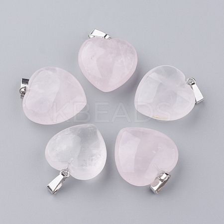 Natural Rose Quartz Pendants X-G-S219-16F-1