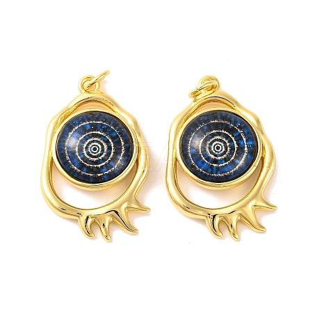 Rack Plating Brass Micro Pave Cubic Zirconia Pendants KK-H486-25G-04-1